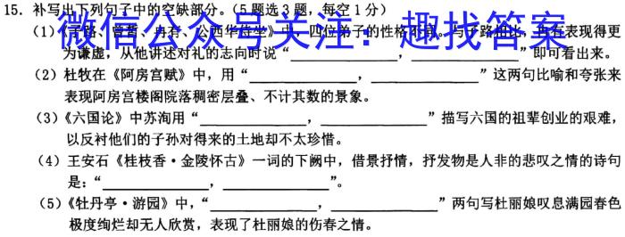 2024届百师联盟高三开年摸底联考（新教材）/语文