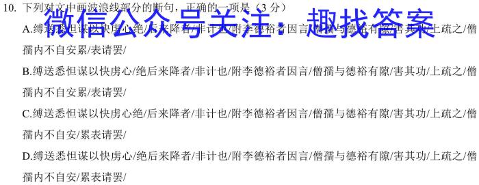 江西省2024届九年级第五次阶段适应性评估［PGZX A JX］语文