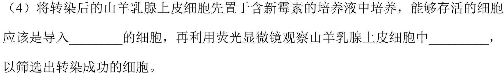 甘肃省2024-2025学年度第一学期开学考试（高二）生物