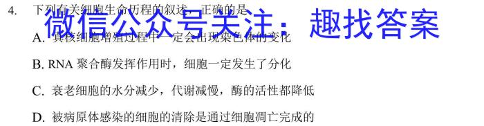 中考快递2024年陕西省初中学业水平考试信息卷(一)生物学试题答案