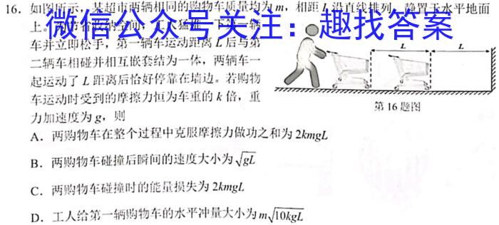 安徽省2023-2024学年第二学期八年级综合素养测评［PGZX F-AH□］物理试卷答案