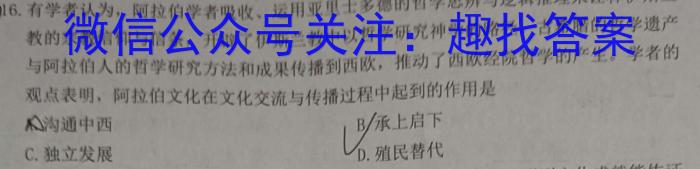 天一大联考 2024届安徽省普通高中高三春季阶段性检测历史