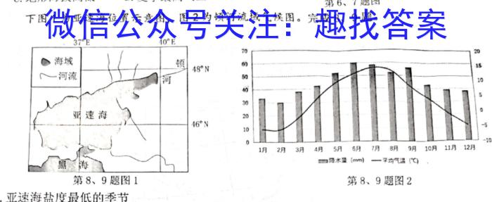 2024届决胜新高考——高三大联考(4月)地理试卷答案