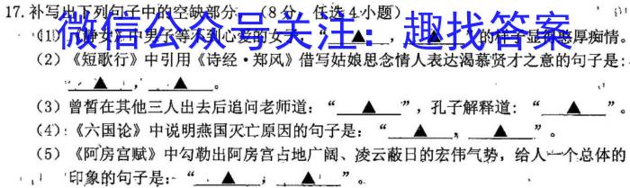 九师联盟2023-2024学年江西高二下学期开学考语文