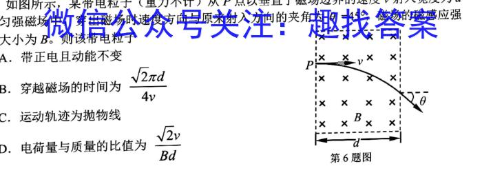 天一大联考 2024届安徽省普通高中高二春季阶段性检测物理试题答案