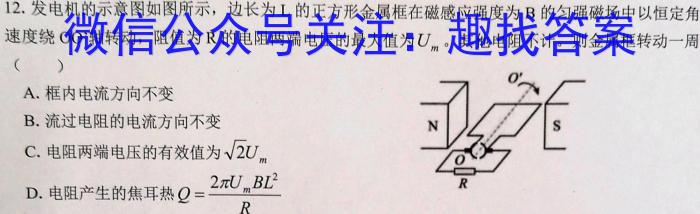 安徽2025届九年级开学监测物理试卷答案