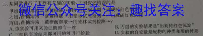 2024年浙江省"山海联盟"初中学业水平考试生物学试题答案