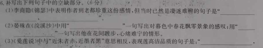 [今日更新]榆林市2023-2024学年度第二学期普通高中过程性评价质量检测（高一年级）语文试卷答案