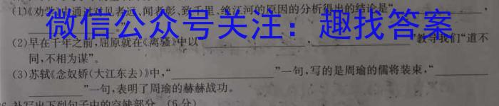 安徽省亳州市蒙城县2023-2024年度第二学期八年级义务教育教学质量检测语文