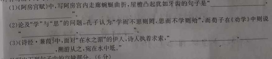 [今日更新]陕西省2023-2024学年八年级期中阶段质量检测(CZ181b)语文试卷答案