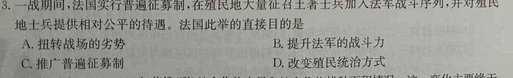 2024年普通高等学校招生全国统一考试 名校联盟·压轴卷(T8联盟)(一)1历史