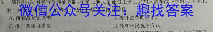 安徽省六安市某校2024届初三阶段性目标检测（七）历史试卷答案