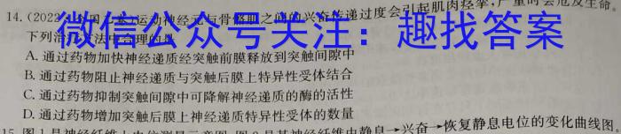 ［陕西大联考］陕西省2023-2024学年度高一年级第二学期3月联考（429A）生物学试题答案