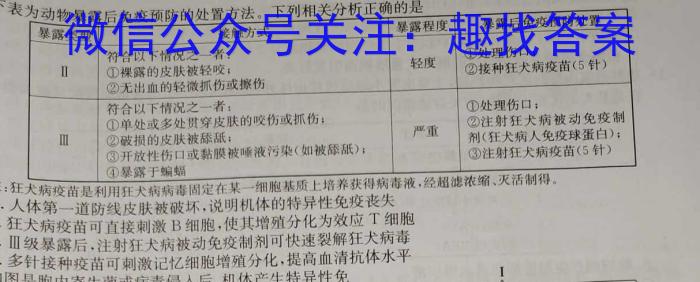 2024年陕西省初中学业水平考试全真模拟卷(二)生物学试题答案