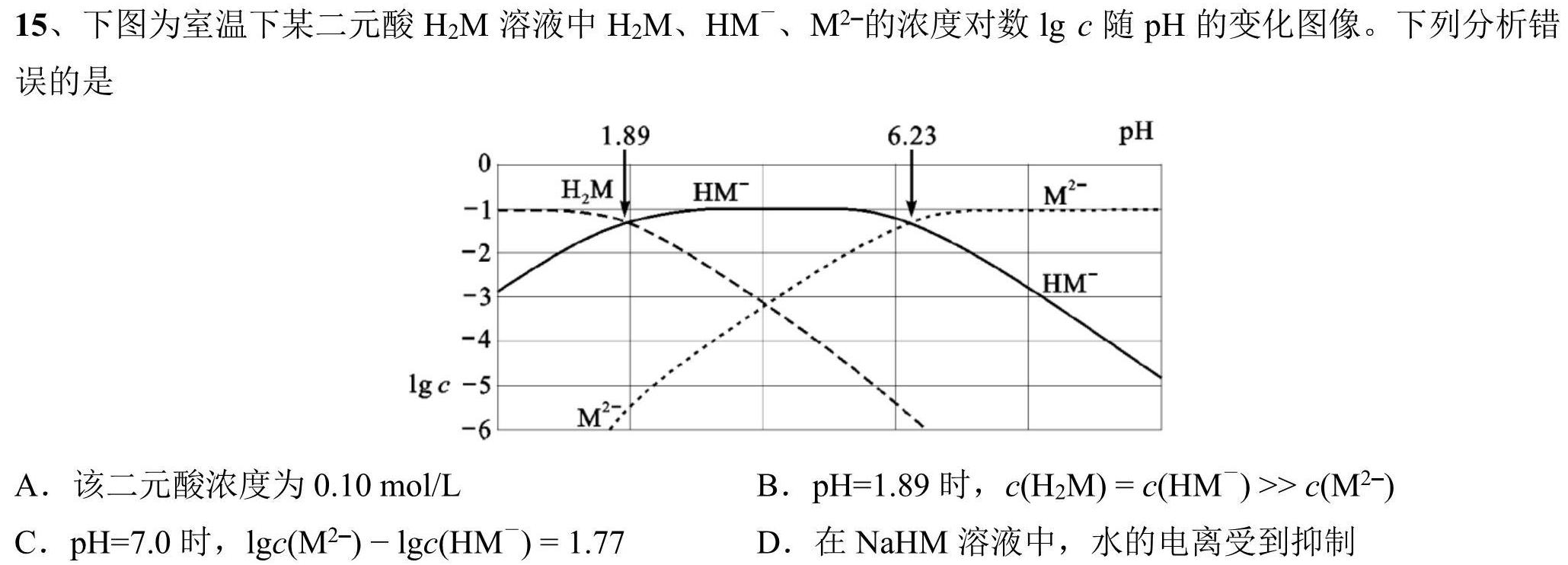 1太和中学高一下学期第一次教学质量检测(241612Z)化学试卷答案