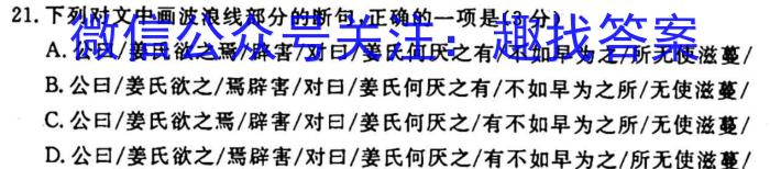 天一大联考 2022-2023学年(下)高二年级阶段性测试(开学考)语文