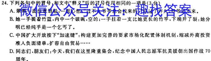 九龙坡区2022-2023学年教育质量全面监测(中学)高一上学期语文