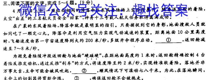 安徽省2024-2023学年度九年级上学期期末监测(2月)语文
