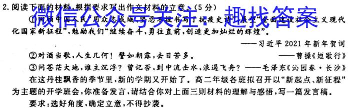 天一大联考 皖豫名校联盟 2022-2023学年(下)高二开学考语文