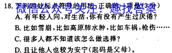 中学生标准学术能力诊断性测试2022年12月测试语文