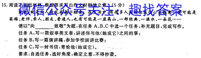 安徽省十联考 2022-2023学年度第二学期高一开学摸底联考(231394D)语文