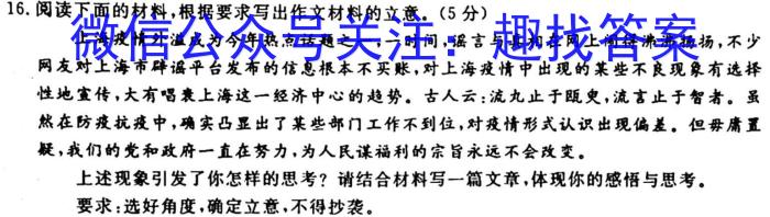 2023届百万联考高三年级2月联考(1001C)语文