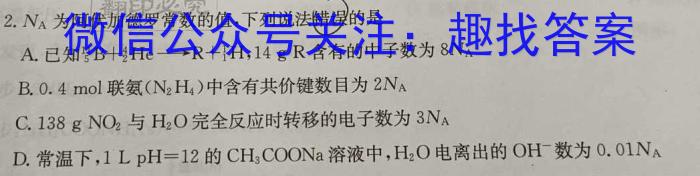 衡中同卷 2022-2023学年度上学期高三年级期末考试(新高考/新教材)化学