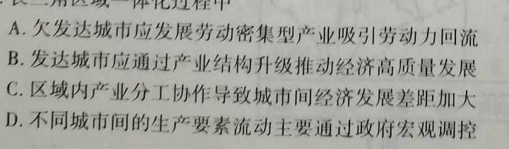 中学生标准学术能力诊断性测试2024年12月测试地理