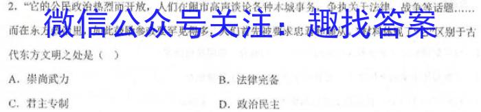 枣庄市2022~2023学年度高二第一学期学科素养诊断试题历史试卷