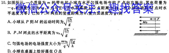 走向重点 2023年高考密破考情卷 宁夏(十)10l物理