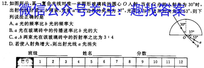 衡中文化 2023年普通高等学校招生全国统一考试·调研卷(四)4f物理