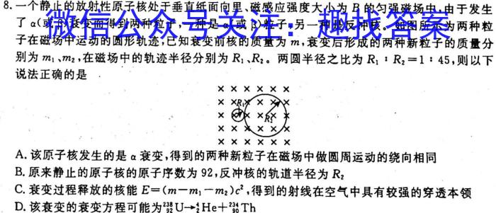 安徽省2023年名校之约·中考导向总复*模拟样卷（七）物理.