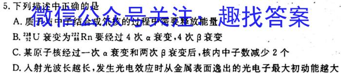 2023届炎德英才大联考高三月考试卷六6(全国卷)物理`