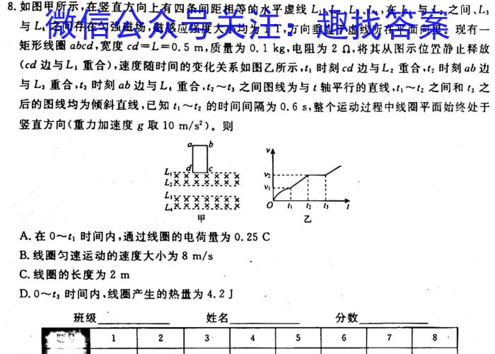 百师联盟2023届高三二轮复*联考(一)【全国卷】物理.
