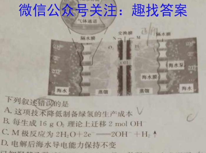 湖南省2023届高三一起考大联考(模拟一)化学