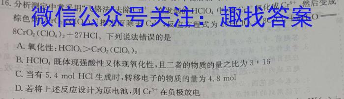 九龙坡区2022-2023学年教育质量全面监测(中学)高一上学期化学