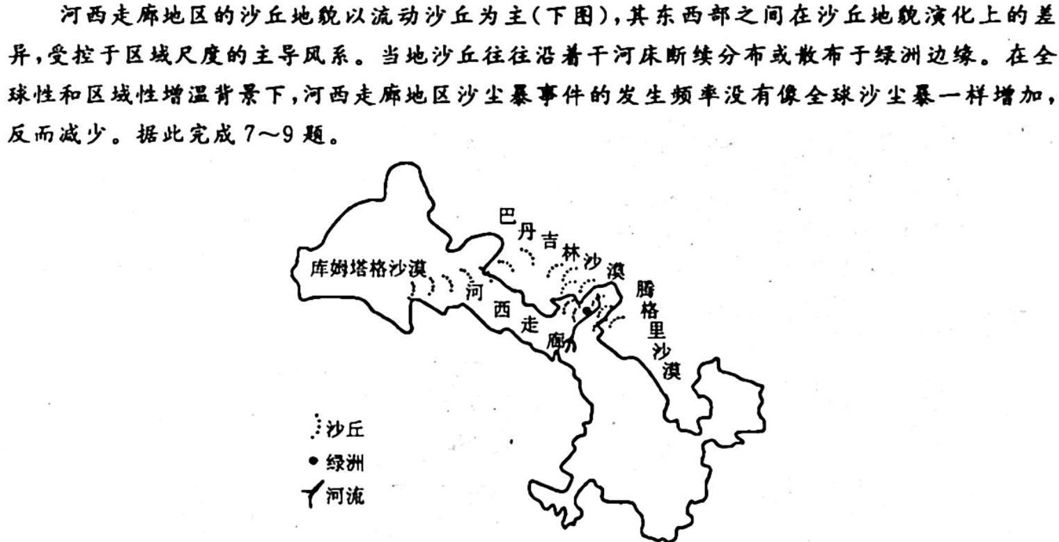 兵团地州学校2022~2023学年高二第一学期期末联考(23-223B)地理