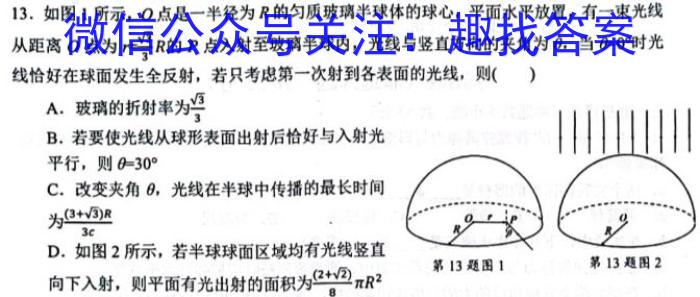 2022~2023年度河南省高三模拟考试(一)(23-309C)物理`