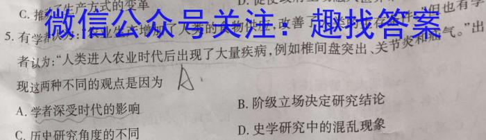 安徽省十联考 2022-2023学年度第二学期高二开学摸底联考(232394D)历史