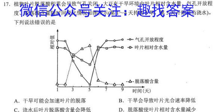 衡水金卷先享题信息卷2023全国甲卷A 二生物