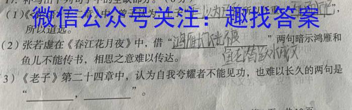 四川省2022~2023学年度上期期末高一年级调研考试(2月)语文