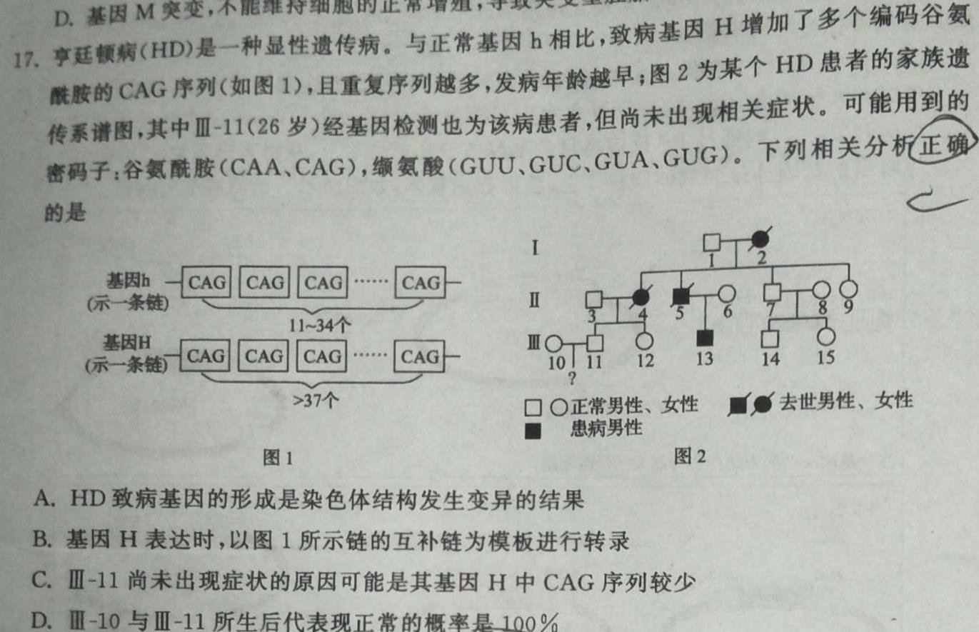 2023高考名校导航冲刺金卷(二)2生物