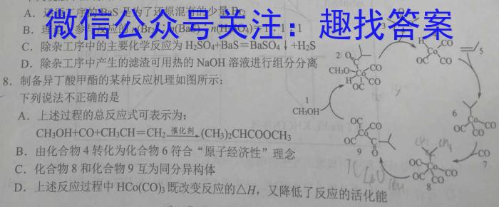 九师联盟 2022-2023学年高三2月质量检测(新高考)化学