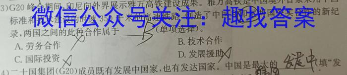 2022~2023年度河南省高三模拟考试(一)(23-309C)地理