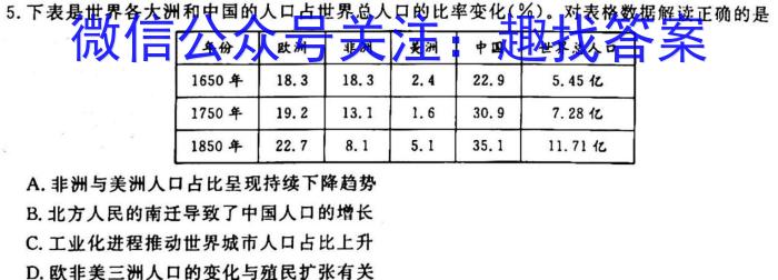 走向重点 2023年高考密破考情卷 宁夏(七)7历史试卷