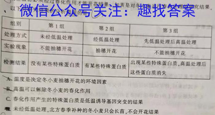 2022学年高二第二学期浙江省精诚联盟3月联考生物