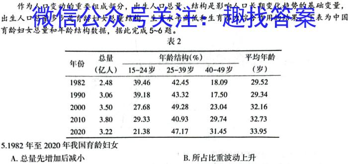 中考必刷卷·2023年安徽中考第一轮复习卷（二）地理.