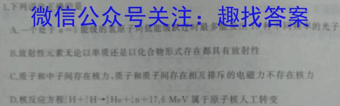 衡水金卷先享题·月考卷 2024-2023学年度下学期高三年级一调考试(新教材)q物理