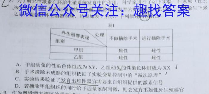 衡水金卷先享题·月考卷 2022-2023学年度下学期高一年级一调考试·月考卷生物试卷答案