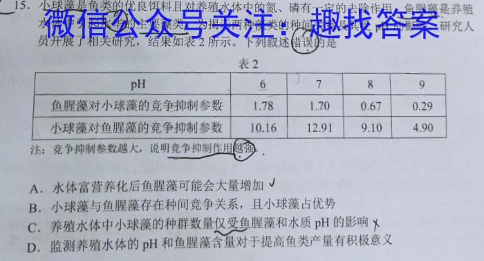 2022-2023学年辽宁省高一考试3月联考(23-329A)生物